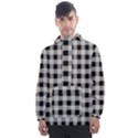 Black and White Buffalo Plaid Men s Front Pocket Pullover Windbreaker View1