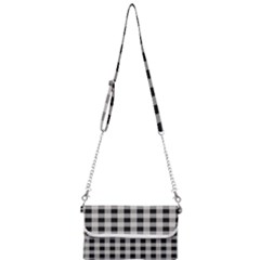 Black And White Buffalo Plaid Mini Crossbody Handbag by SpinnyChairDesigns