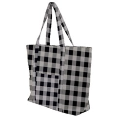 Black And White Buffalo Plaid Zip Up Canvas Bag by SpinnyChairDesigns