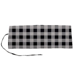 Black And White Buffalo Plaid Roll Up Canvas Pencil Holder (s) by SpinnyChairDesigns