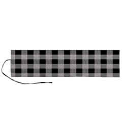 Black And White Buffalo Plaid Roll Up Canvas Pencil Holder (l) by SpinnyChairDesigns