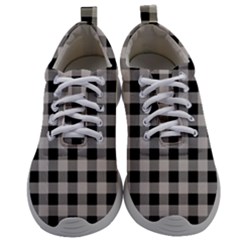 Black And White Buffalo Plaid Mens Athletic Shoes by SpinnyChairDesigns