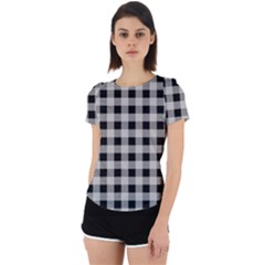 Black And White Buffalo Plaid Back Cut Out Sport Tee