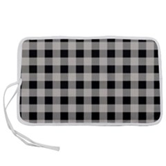 Black And White Buffalo Plaid Pen Storage Case (l) by SpinnyChairDesigns