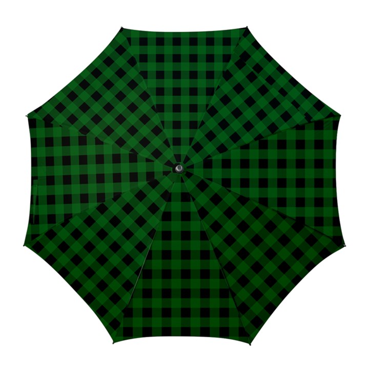 Black Dark Green Buffalo Plaid Golf Umbrellas