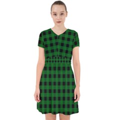 Black Dark Green Buffalo Plaid Adorable In Chiffon Dress by SpinnyChairDesigns