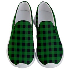 Black Dark Green Buffalo Plaid Men s Lightweight Slip Ons by SpinnyChairDesigns