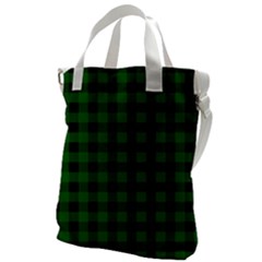 Black Dark Green Buffalo Plaid Canvas Messenger Bag