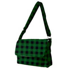 Black Dark Green Buffalo Plaid Full Print Messenger Bag (s) by SpinnyChairDesigns