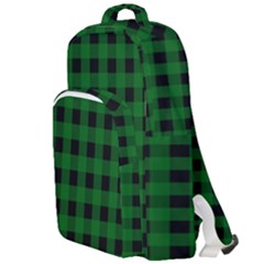 Black Dark Green Buffalo Plaid Double Compartment Backpack by SpinnyChairDesigns