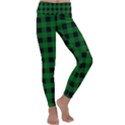 Black Dark Green Buffalo Plaid Kids  Lightweight Velour Classic Yoga Leggings View1