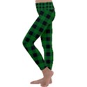 Black Dark Green Buffalo Plaid Kids  Lightweight Velour Classic Yoga Leggings View2