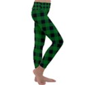 Black Dark Green Buffalo Plaid Kids  Lightweight Velour Classic Yoga Leggings View3