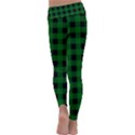 Black Dark Green Buffalo Plaid Kids  Lightweight Velour Classic Yoga Leggings View4