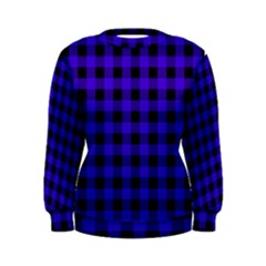 Dark Blue Black Buffalo Plaid Women s Sweatshirt by SpinnyChairDesigns