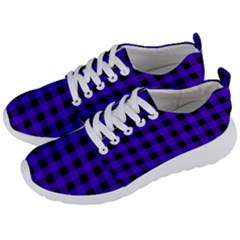 Dark Blue Black Buffalo Plaid Men s Lightweight Sports Shoes by SpinnyChairDesigns