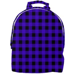 Dark Blue Black Buffalo Plaid Mini Full Print Backpack by SpinnyChairDesigns