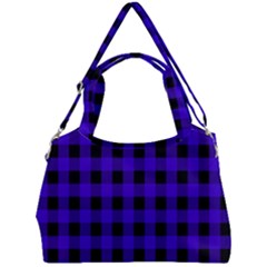 Dark Blue Black Buffalo Plaid Double Compartment Shoulder Bag by SpinnyChairDesigns