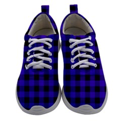 Dark Blue Black Buffalo Plaid Athletic Shoes by SpinnyChairDesigns