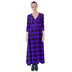 Dark Blue Black Buffalo Plaid Button Up Maxi Dress by SpinnyChairDesigns