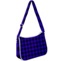 Dark Blue Black Buffalo Plaid Zip Up Shoulder Bag View1