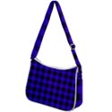 Dark Blue Black Buffalo Plaid Zip Up Shoulder Bag View2