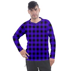 Dark Blue Black Buffalo Plaid Men s Pique Long Sleeve Tee