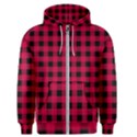 Dark Pink Black Buffalo Plaid Men s Zipper Hoodie View1