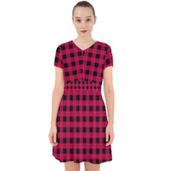 Dark Pink Black Buffalo Plaid Adorable In Chiffon Dress by SpinnyChairDesigns