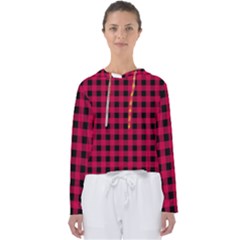 Dark Pink Black Buffalo Plaid Women s Slouchy Sweat by SpinnyChairDesigns