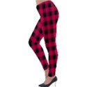 Dark Pink Black Buffalo Plaid Lightweight Velour Leggings View3