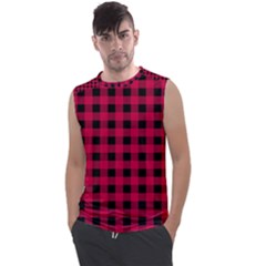 Dark Pink Black Buffalo Plaid Men s Regular Tank Top