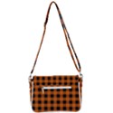 Orange Black Buffalo Plaid Shoulder Bag with Back Zipper View3