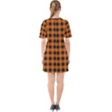 Orange Black Buffalo Plaid Sixties Short Sleeve Mini Dress View2