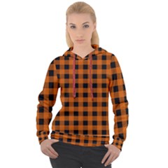 Orange Black Buffalo Plaid Women s Overhead Hoodie