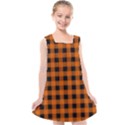 Orange Black Buffalo Plaid Kids  Cross Back Dress View1