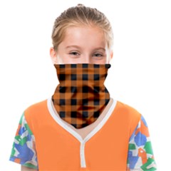 Orange Black Buffalo Plaid Face Covering Bandana (kids)