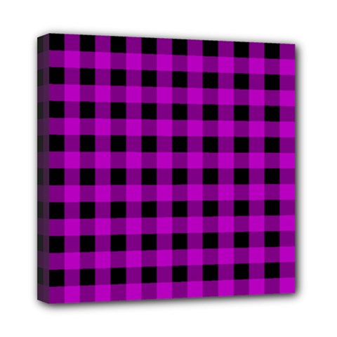 Purple Black Buffalo Plaid Mini Canvas 8  X 8  (stretched)