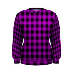 Purple Black Buffalo Plaid Women s Sweatshirt by SpinnyChairDesigns