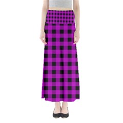 Purple Black Buffalo Plaid Full Length Maxi Skirt by SpinnyChairDesigns