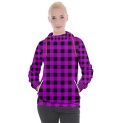 Purple Black Buffalo Plaid Women s Hooded Pullover