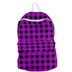 Purple Black Buffalo Plaid Foldable Lightweight Backpack by SpinnyChairDesigns