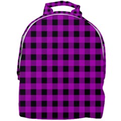 Purple Black Buffalo Plaid Mini Full Print Backpack by SpinnyChairDesigns