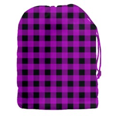 Purple Black Buffalo Plaid Drawstring Pouch (3xl)