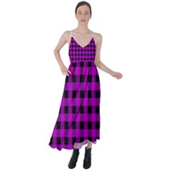 Purple Black Buffalo Plaid Tie Back Maxi Dress by SpinnyChairDesigns