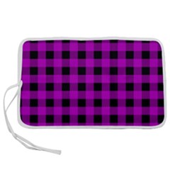 Purple Black Buffalo Plaid Pen Storage Case (l)