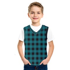 Teal Black Buffalo Plaid Kids  Sportswear by SpinnyChairDesigns