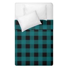 Teal Black Buffalo Plaid Duvet Cover Double Side (single Size) by SpinnyChairDesigns