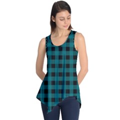 Teal Black Buffalo Plaid Sleeveless Tunic by SpinnyChairDesigns