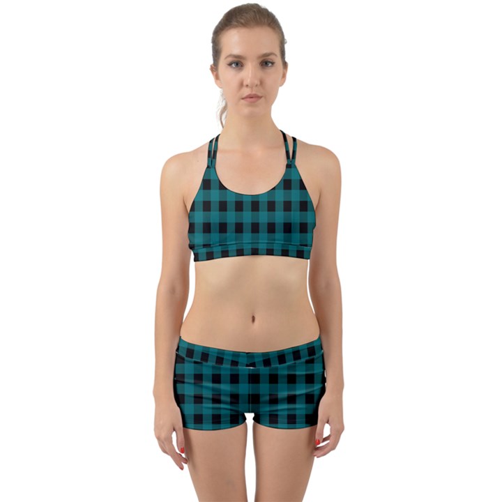 Teal Black Buffalo Plaid Back Web Gym Set